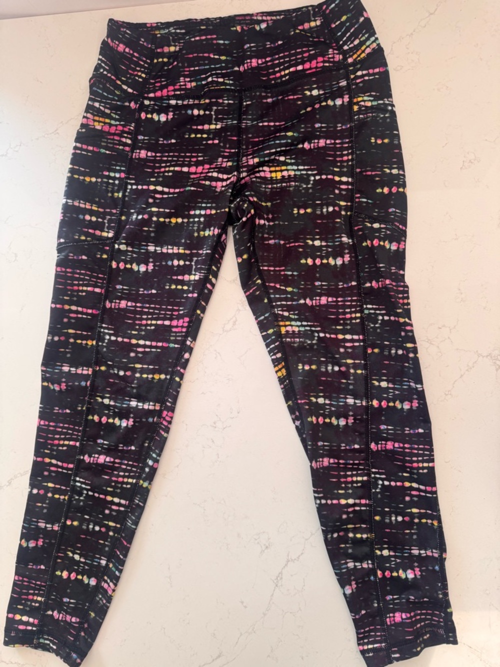 Pro Player Girl's Medium Athletic Leggings Black Multicolor Print Workout Pants